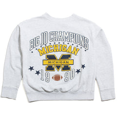 University of Michigan 1990 Big 10 Champs & Stars Crewneck Sweatshirt Ash Grey (Small)