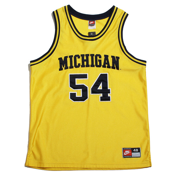 University of Michigan #54 Tractor Trailer Nike Authentic Stitched Basketball Jersey Yellow (48 - XL)