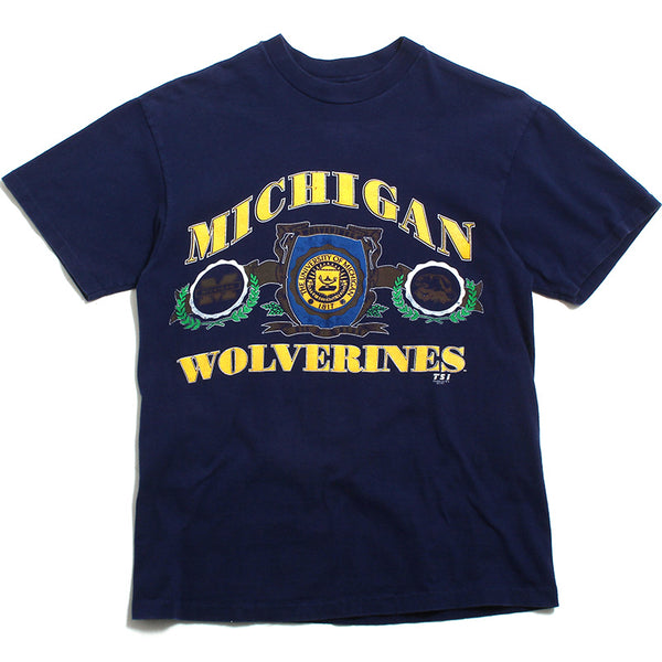 University of Michigan Arch & Mini Seals Hanes T-Shirt Navy (Medium)