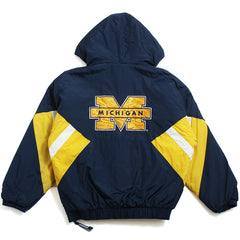 University of Michigan Front Pouch & Back Bar M Starter Puffer Jacket Navy (XL)