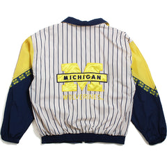 University of Michigan Pinstripe Satin Bar Ms Tank Windbreaker Jacket White (XL)