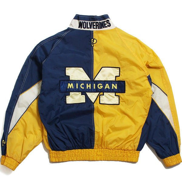 University of Michigan Split Bar M Pro Player Windbreaker Jacket Navy / Yellow (Large)