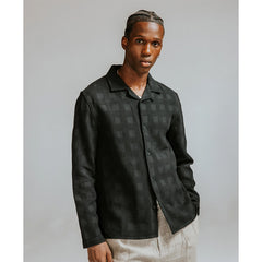 Corey Dobby Check Cotton Shirt Black