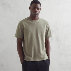 Dean Textured Organic Cotton T-Shirt Green