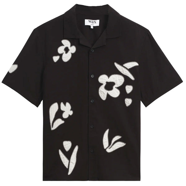 Didcot Abstract Appliqué Short Sleeve Shirt Black / Beige