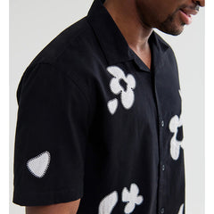 Didcot Abstract Appliqué Short Sleeve Shirt Black / Beige