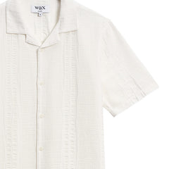 Didcot Double-Weave Seersucker Short-Sleeve Shirt Ecru