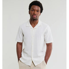 Didcot Double-Weave Seersucker Short-Sleeve Shirt Ecru
