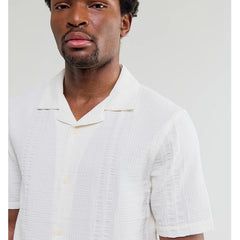 Didcot Double-Weave Seersucker Short-Sleeve Shirt Ecru
