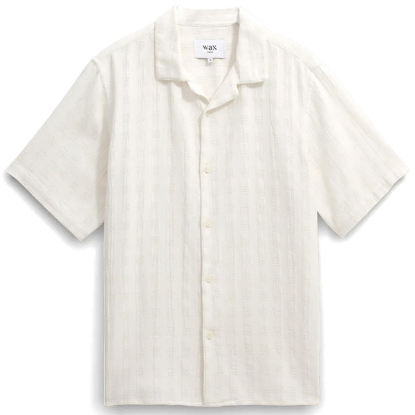 Didcot Open Weave Grid Short-Sleeve Shirt Ecru