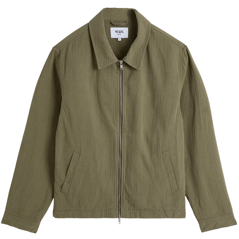 Eldon Crinkle Cotton-Linen Jacket Khaki