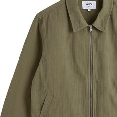 Eldon Crinkle Cotton-Linen Jacket Khaki