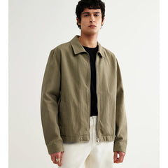 Eldon Crinkle Cotton-Linen Jacket Khaki