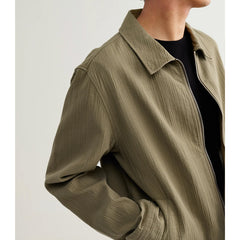Eldon Crinkle Cotton-Linen Jacket Khaki