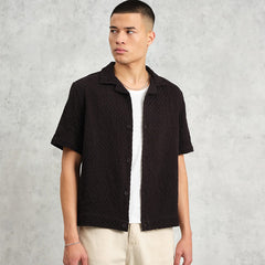 Lido Box Dobby Weave Short-Sleeve Shirt Black