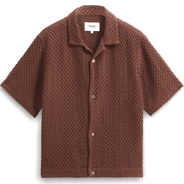 Lido Box Dobby Weave Short-Sleeve Shirt Brown