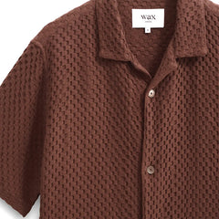 Lido Box Dobby Weave Short-Sleeve Shirt Brown