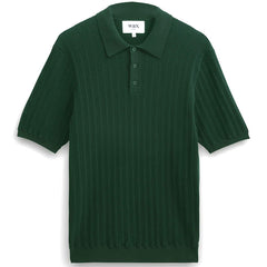 Naples Textured Vertical Knit Polo Shirt Dark Green