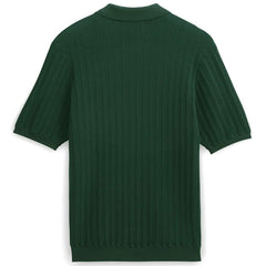 Naples Textured Vertical Knit Polo Shirt Dark Green