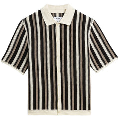 Porto Stripe Crochet Knitted Shirt Ecru / Black