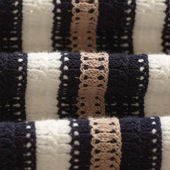 Porto Stripe Crochet Knitted Shirt Ecru / Black