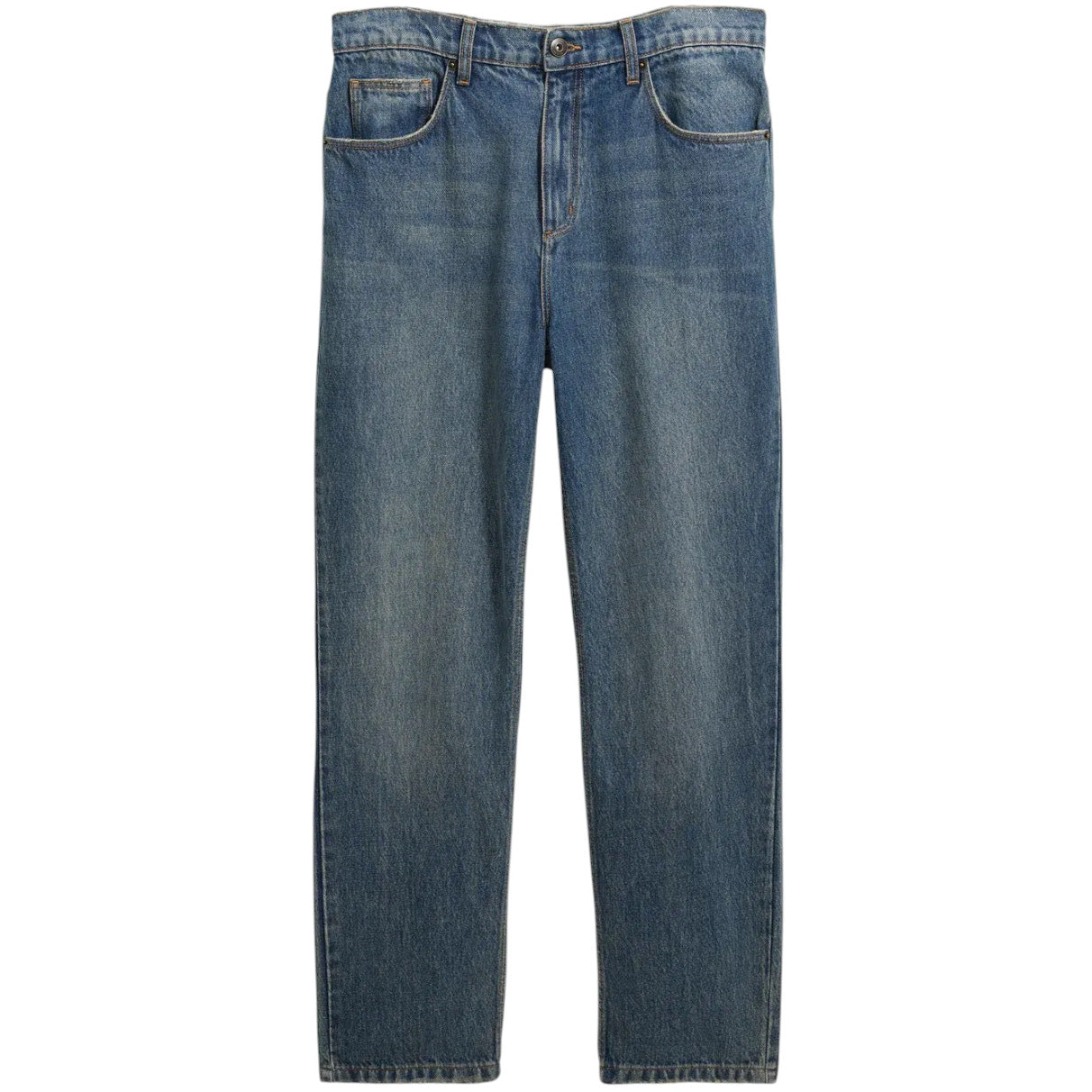 Russell Straight Fit Denim Jeans Faded Vintage Mid Blue