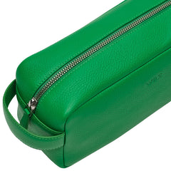 Wells Grain Leather Wash Bag Bright Green