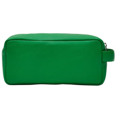Wells Grain Leather Wash Bag Bright Green