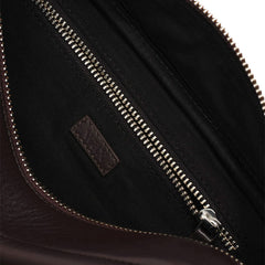 Wells Grain Leather Wash Bag Dark Brown