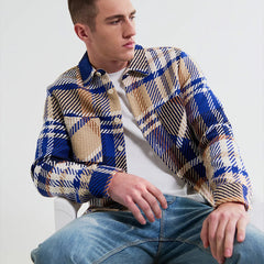 Whiting Bold Check Overshirt Blue / Tan