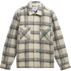 Whiting Wool Blend Overshirt Ecru / Grey Check