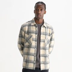Whiting Wool Blend Overshirt Ecru / Grey Check
