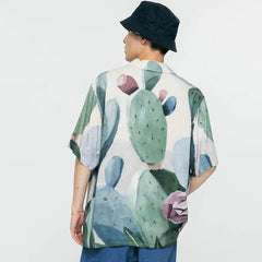 Cactus Pattern S/S Shirt Beige