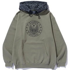 Pattern Blocked Hooded Sweatshirt Olive