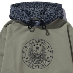 Pattern Blocked Hooded Sweatshirt Olive