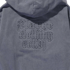 Pigment Embossed Zip Hooded Sweatshirt Black