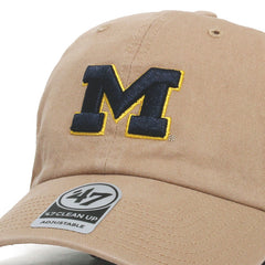 University of Michigan Wolverines Block M Clean Up Hat Khaki