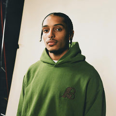 B-Logo Embroidery Hoodie Pigment Green