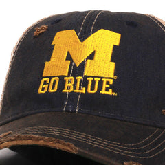 University of Michigan Big Blue Washed & Distressed Trucker Hat Navy