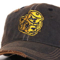 University of Michigan Wolverine Head Washed & Distressed Trucker Hat Navy
