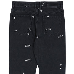 Safety Pin 5 Pocket Denim Jeans Black