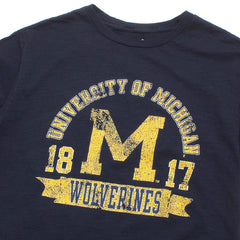 University of Michigan Skinny M, 1817 & Wolverines Banner Slub T-Shirt Navy