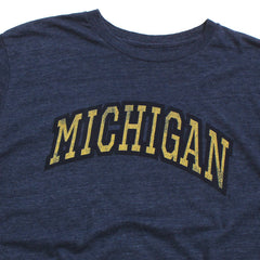 University of Michigan Thick Outline Arch Tri-Blend T-Shirt Heather Navy