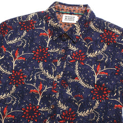 Printed Lightweight Organic S/S Shirt Navy Floral