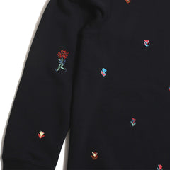 Embroidered Felpa Crewneck Sweatshirt Black / Flowers