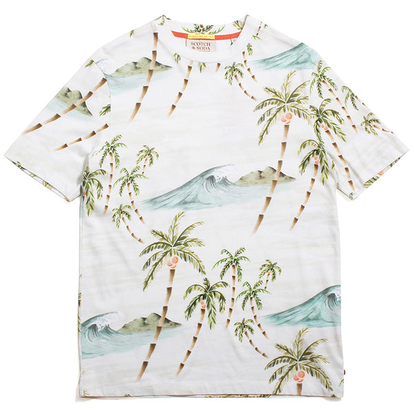 Organic Printed T-Shirt White Hawaiian