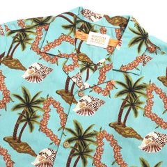 Regular-Fit Printed Poplin S/S Shirt Aqua Hawaiian