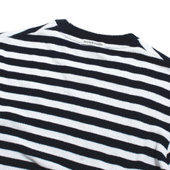 Textured Striped Crewneck Sweatshirt Navy / White