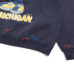University of Michigan Mickey Mouse Backwards Hat Jostens Crewneck Sweatshirt Navy (XL)