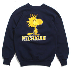 University of Michigan Woodstock Peanuts Artex Crewneck Sweatshirt Navy (Youth Large)
